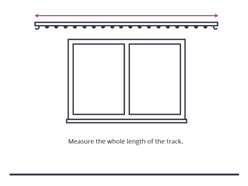 Guide to measure curtain width with curtain track.