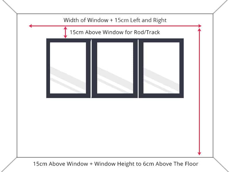 Guide to measure standard window width to floor length drop.