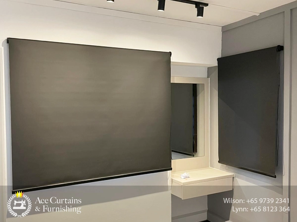 black colour bedroom blackout roller blinds