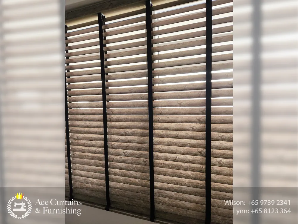 wooden print venetian blinds